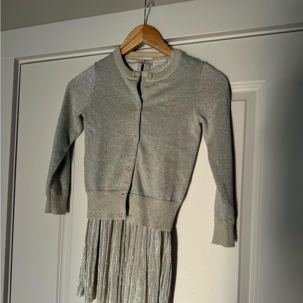 J. Crew Crewcuts girls cardigan in silver metallic.